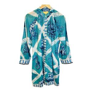 IslaPayal Malta Mini Treasure Island Turquoise Dress Size Small Nautical Coastal